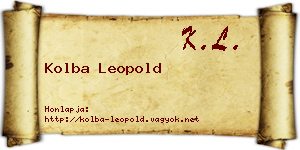 Kolba Leopold névjegykártya